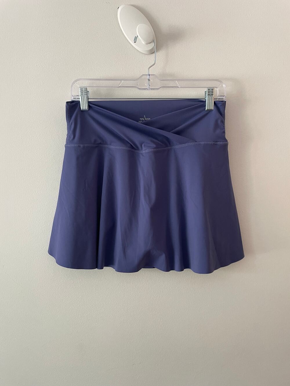 Athletic Tennis Skirt Purple Crossover High Waisted Skort Built-In Shorts L